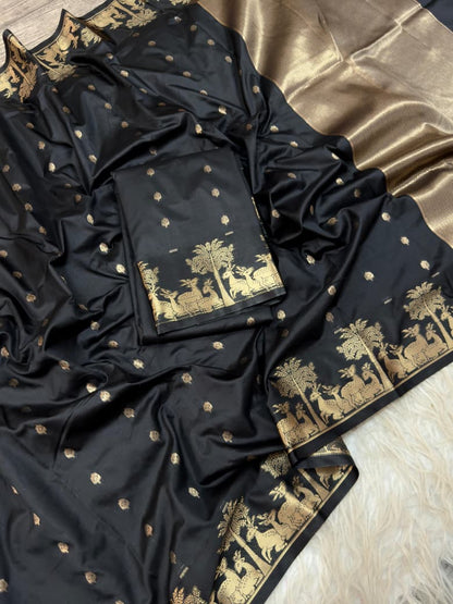 Pongal Black Banarasi Saree