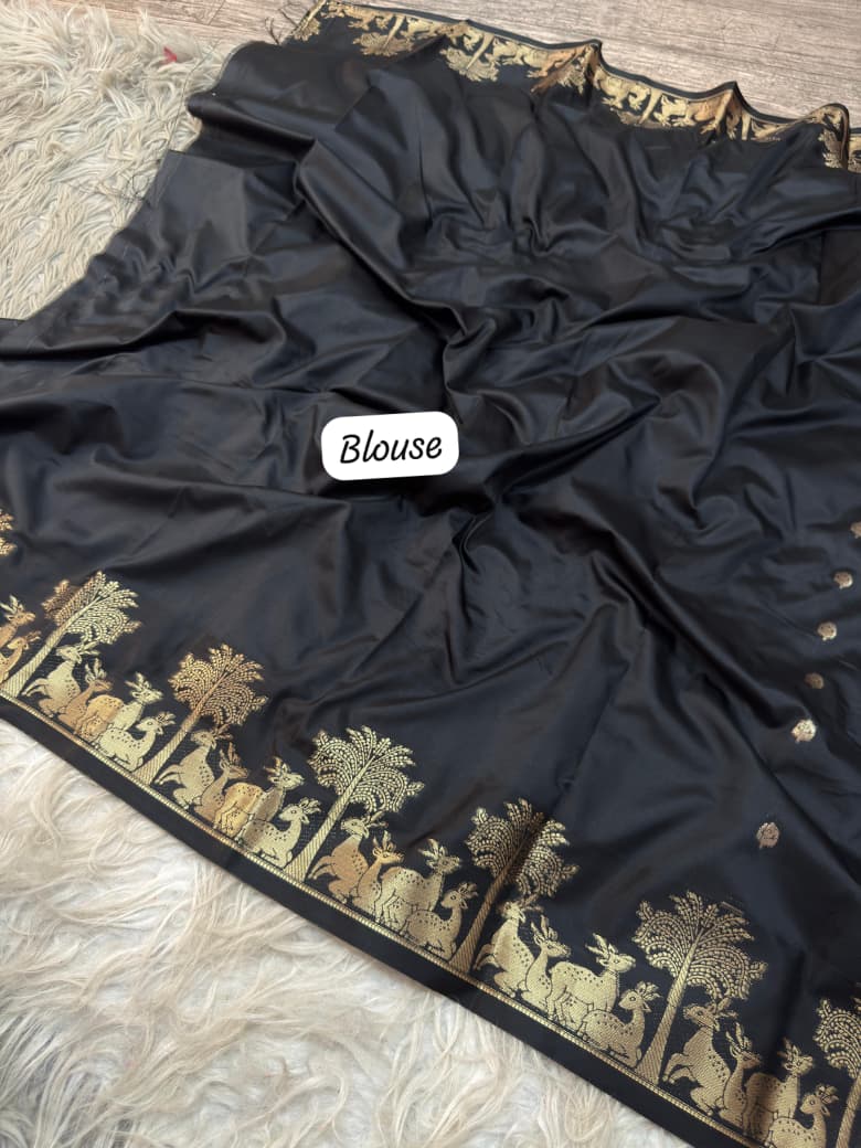 Pongal Black Banarasi Saree