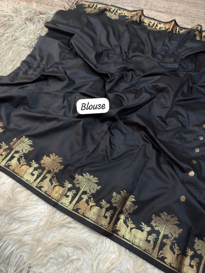 Pongal Black Banarasi Saree