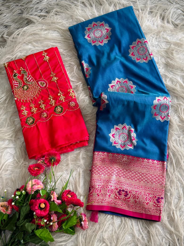 Banarasi Saree - Hand Work Blouse
