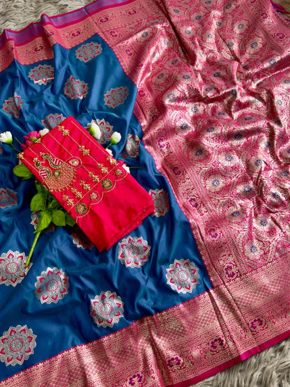 Banarasi Saree - Hand Work Blouse