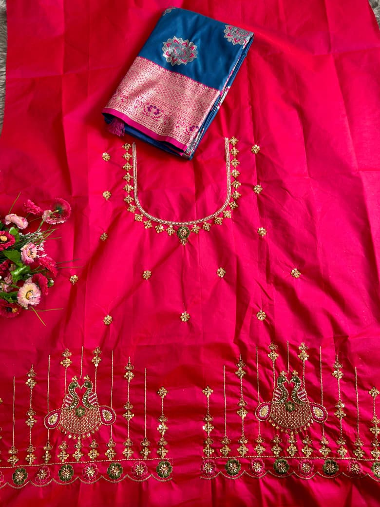 Banarasi Saree - Hand Work Blouse