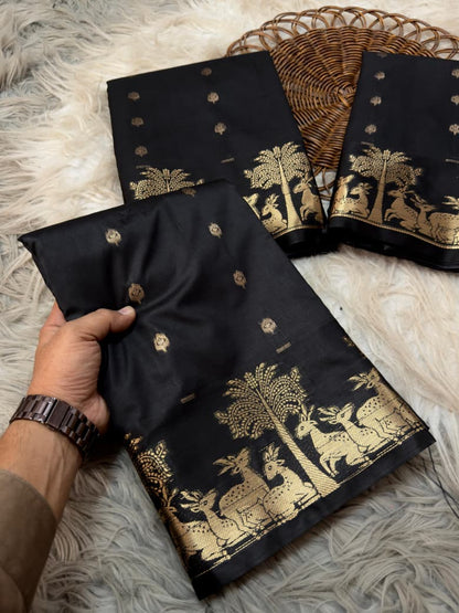 Pongal Black Banarasi Saree