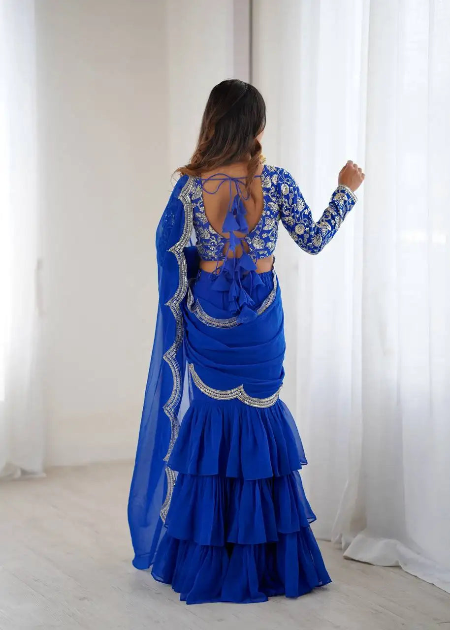 Ready to Wear Ruffle Saree JET058 RTW