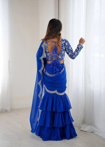 Ready to Wear Ruffle Saree JET058 RTW