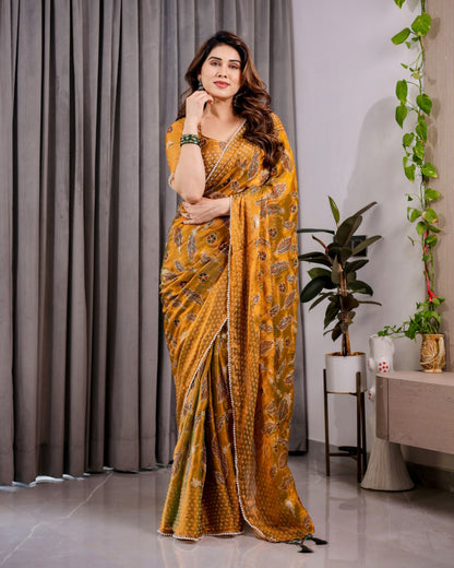 Fendy Chiffon Peal Lace Saree