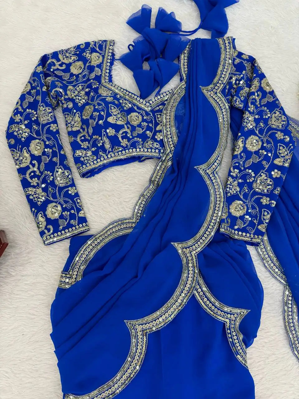 Ready to Wear Ruffle Saree JET058 RTW