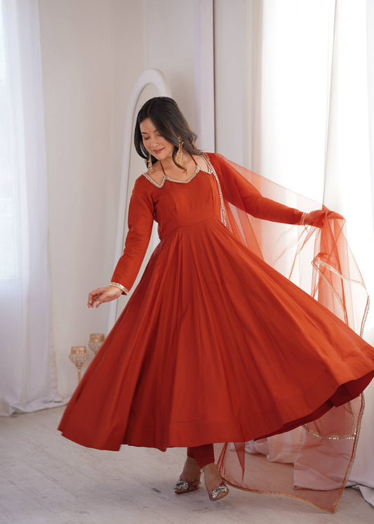 JSK-293 Anarkali Gown with Bottom & Dupatta set
