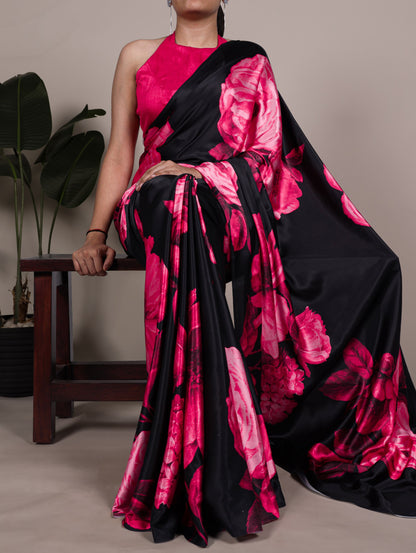 Soft Satin Silk Printed Saree 7027