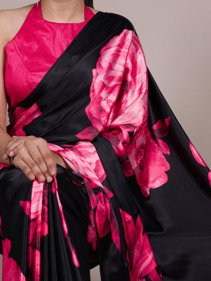 Soft Satin Silk Printed Saree 7027