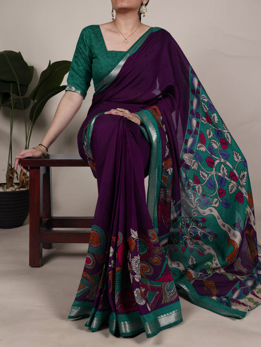 Uniform Saree With Kalamkari Soft VIRANSHI