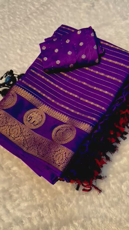 Mysore Dola Silk Saree - Elephant