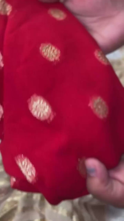 Red + Champagne Gold Georgette