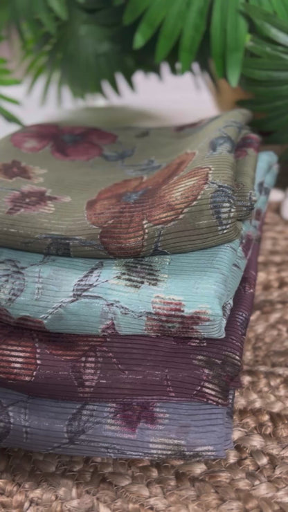 Viscose Floral Printed Brasso Saree