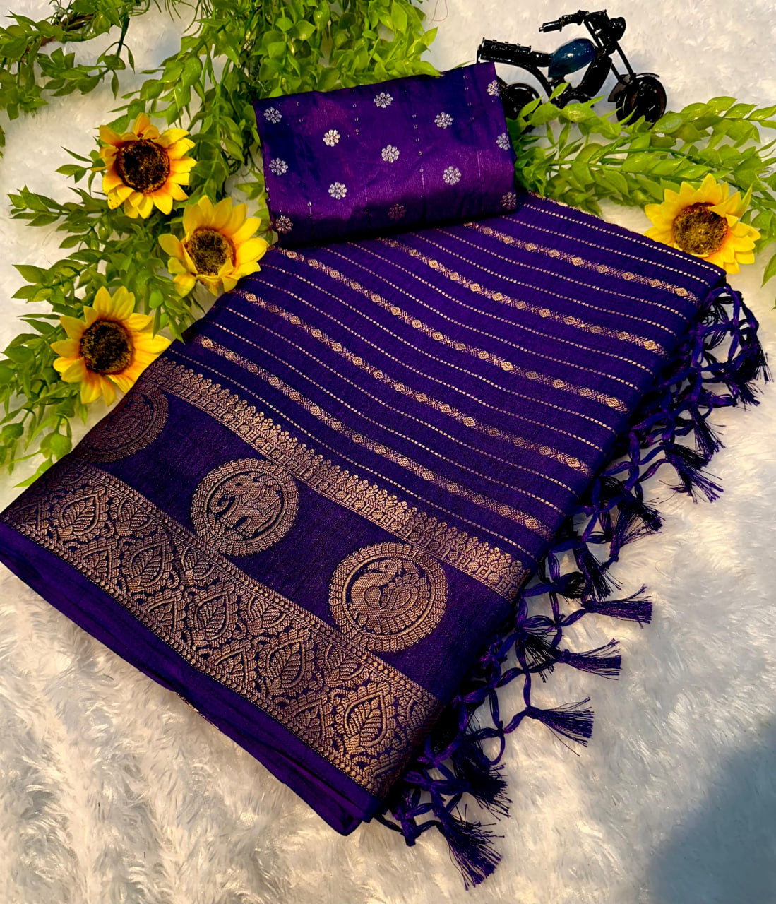 Mysore Dola Silk Saree - Elephant