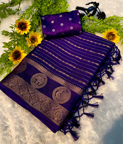 Mysore Dola Silk Saree - Elephant