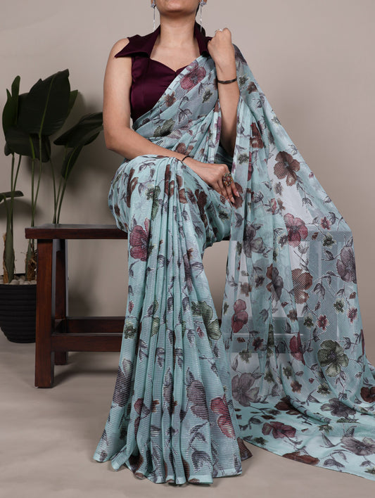 Viscose Floral Printed Brasso Saree