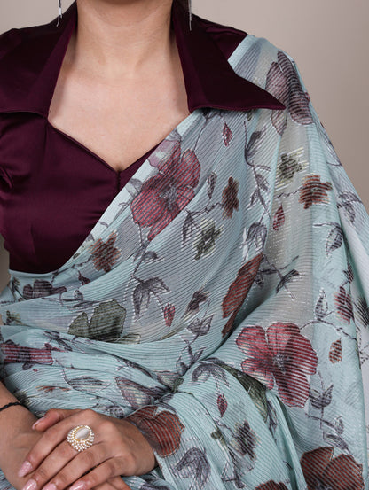 Viscose Floral Printed Brasso Saree
