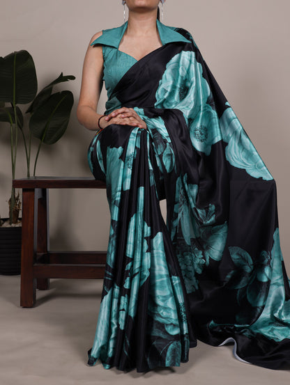 Soft Satin Silk Printed Saree 7027