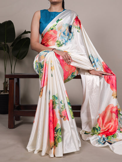 Soft Satin Silk Printed Saree 7027