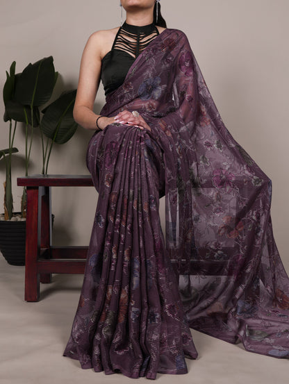 Viscose Floral Printed Brasso Saree