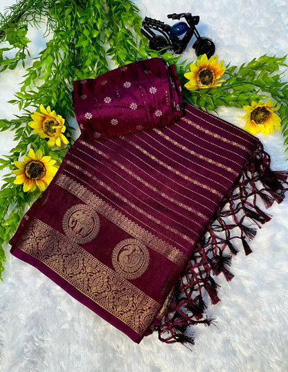 Mysore Dola Silk Saree - Elephant