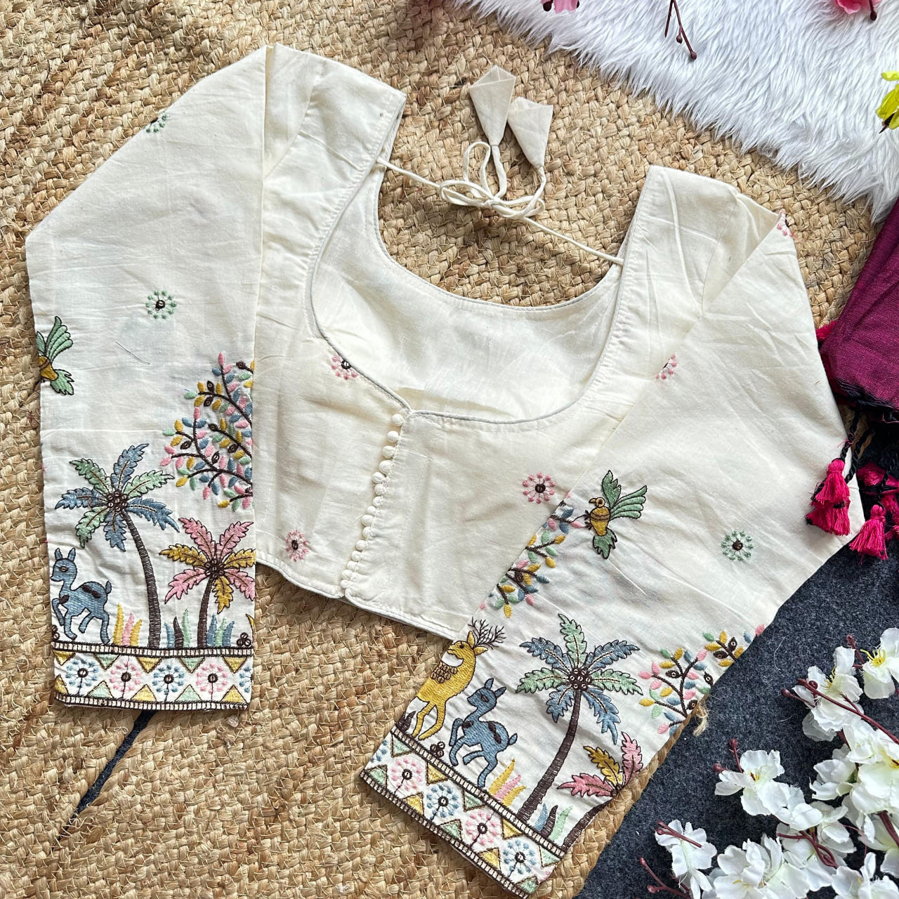 Pura Handloom Khadi Cotton Saree With Double Blouse HK18