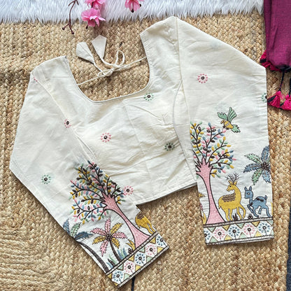 Pura Handloom Khadi Cotton Saree With Double Blouse HK18