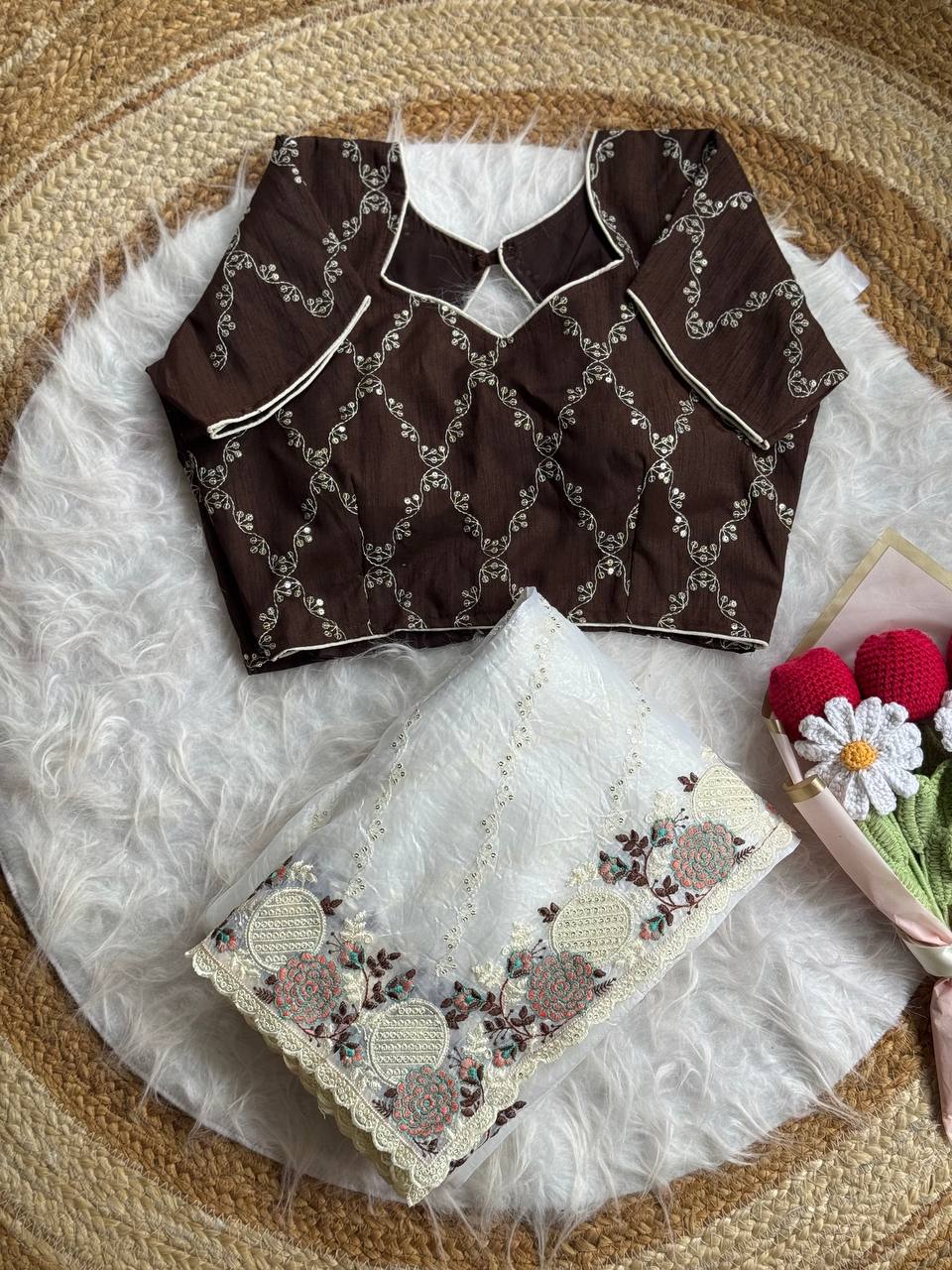 Crush Organza Saree MUGHDA